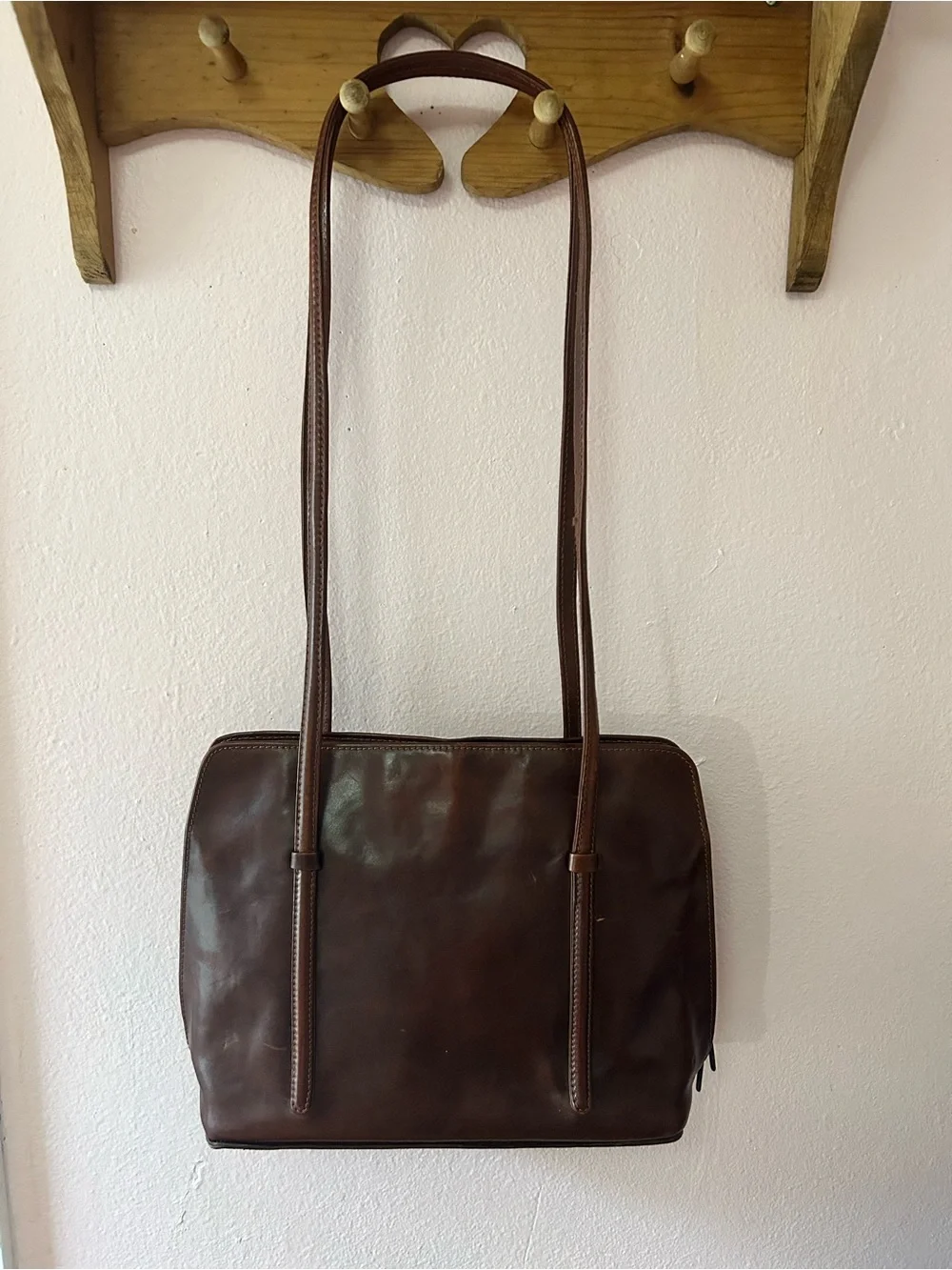 VTG 90s Chiaroscuro Italian Leather East West Briefcase Shoulder Bag